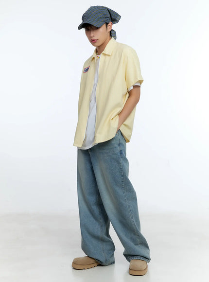 mens-pinstripe-short-sleeve-zip-shirt-ig519