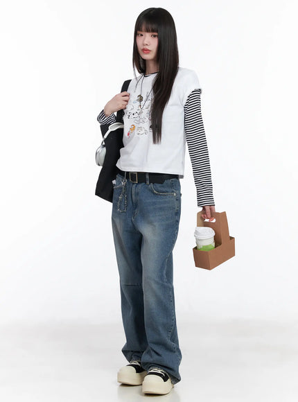 Kitty Graphic Semi-Crop Tee CM526