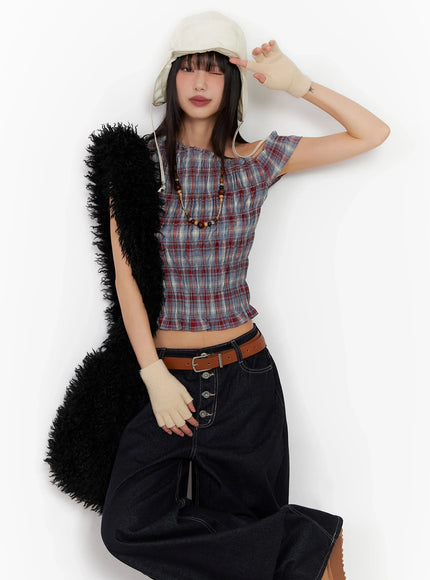 plaid-off-shoulder-blouse-in503