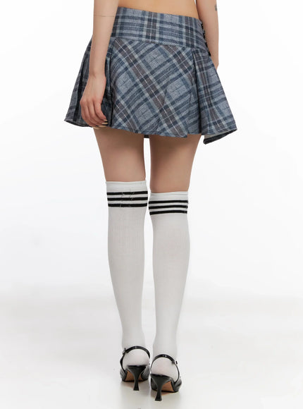 checkered-pleated-mini-skirt-is508