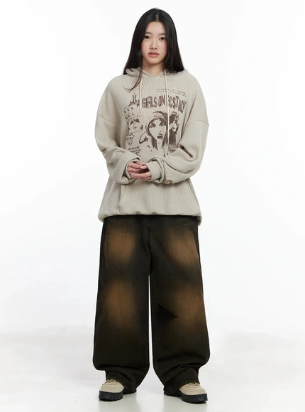 Ribbed Graphic Knit Hoodie IM502