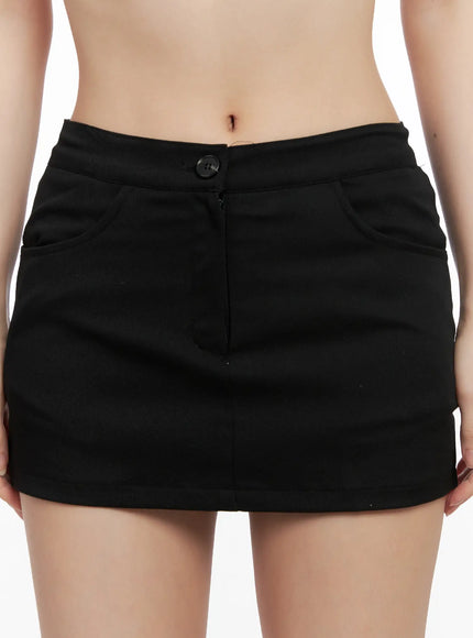 Essential Buttoned Black Mini Skirt CG526