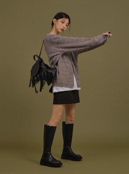 Loose Fit Knit with Two Way Zip