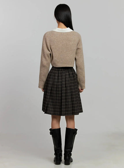 Cropped Crewneck Knit Top IJ502