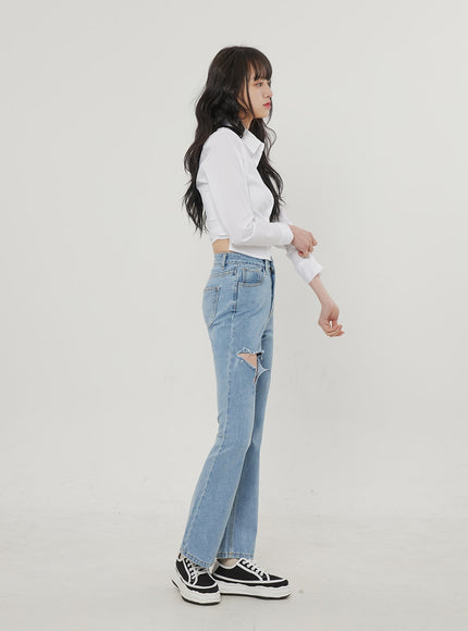 Ripped Bootcut Jeans BF306
