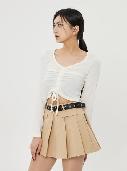Pocket Pleated Mini Skirt BF315