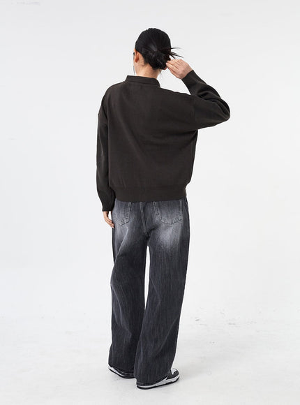 Wide Leg Black Jeans CM315