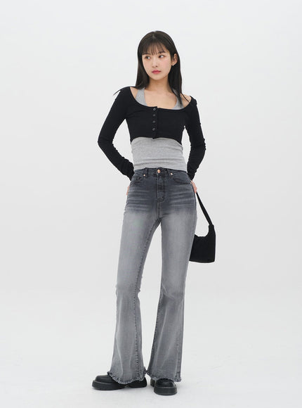Side Button Knit Crop Top CO13