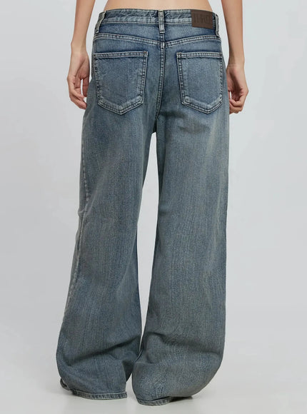 Amora Vintage Washed Wide-leg Jeans IO530