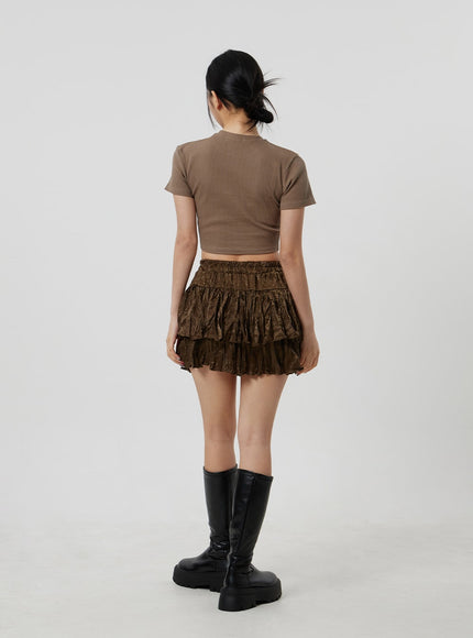 Layered Ruched Mini Skirt CF301