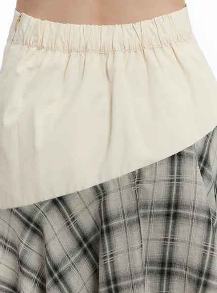 plaid-layered-asymmetric-skirt-f516