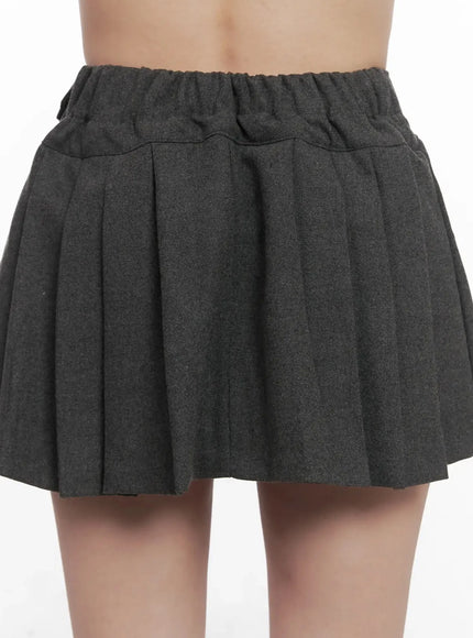 Chic Gray Pleated Mini Skirt IN514