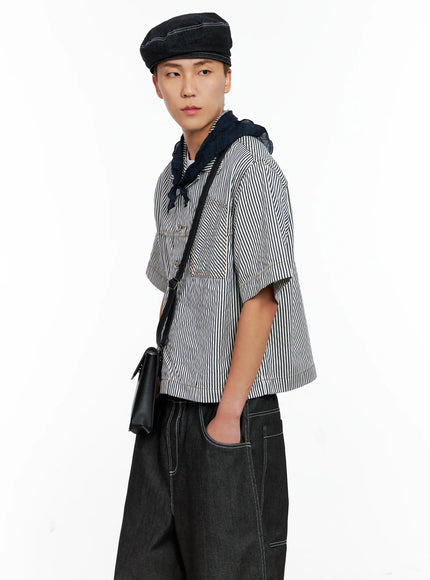 Men's Striped Cropped Jacket IG508