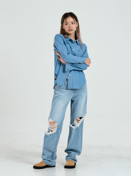 Ripped Maxi Denim Pants Unisex CO14