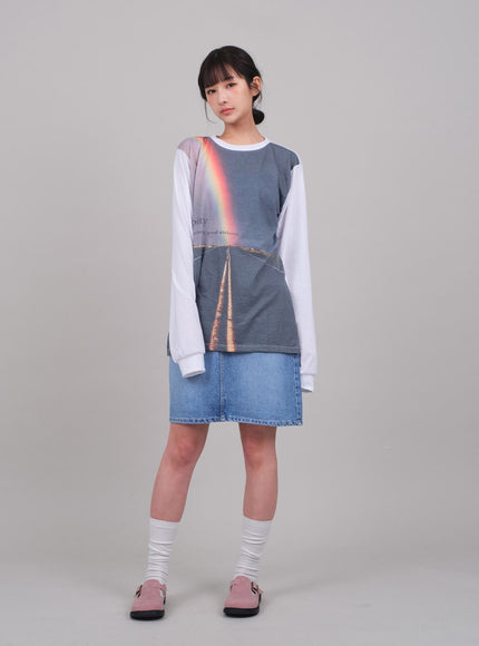 Denim Knee Length Skirt C2701