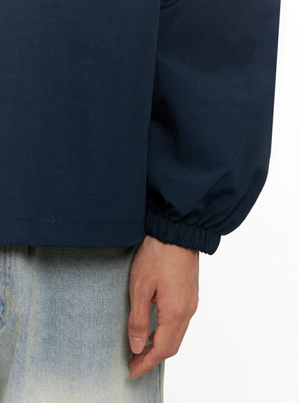 Men's V-Neck Lettering Windbreak Pullover IO516