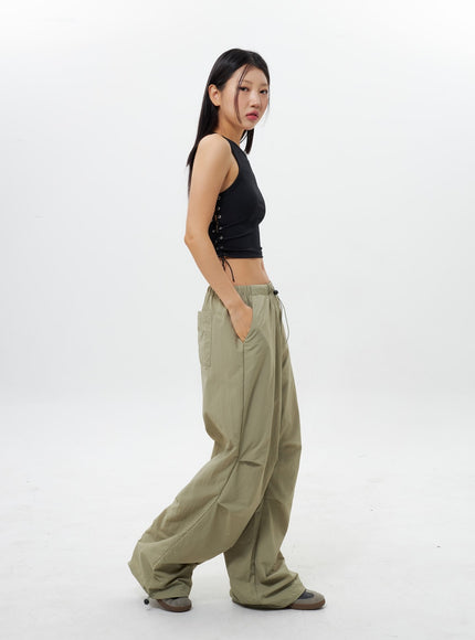 Nylon Wide Track Pants IY311