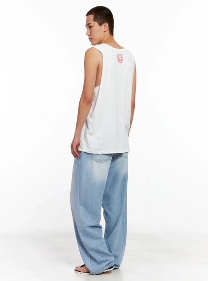 Men's Light-Wash Denim Jeans IG508