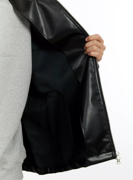 Men's Oversized Faux Leather Jacket IN506