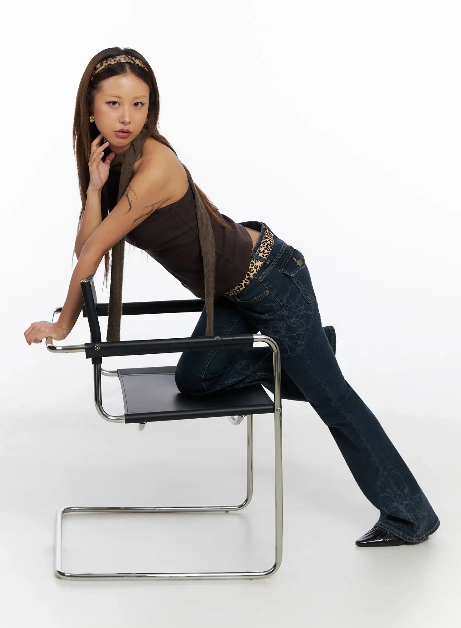 Amari Floral Embriodered Bootcut Jeans IN528