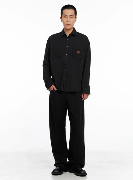 Men's Cozy Cotton Button-Up Shirt IG529