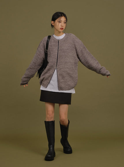 Loose Fit Knit with Two Way Zip