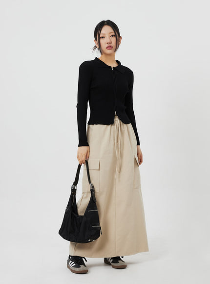 Ribbed Knit Zip-Up CF324