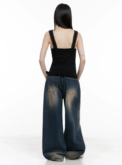 Solji Acid Washed Wide-Leg Jeans IL531