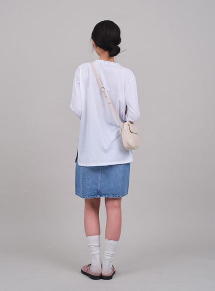 Denim Knee Length Skirt C2701