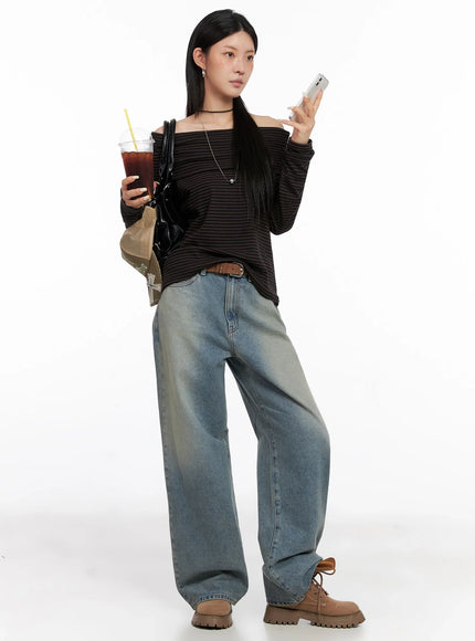 Elani Light Washed Wide Leg Jeans IS508