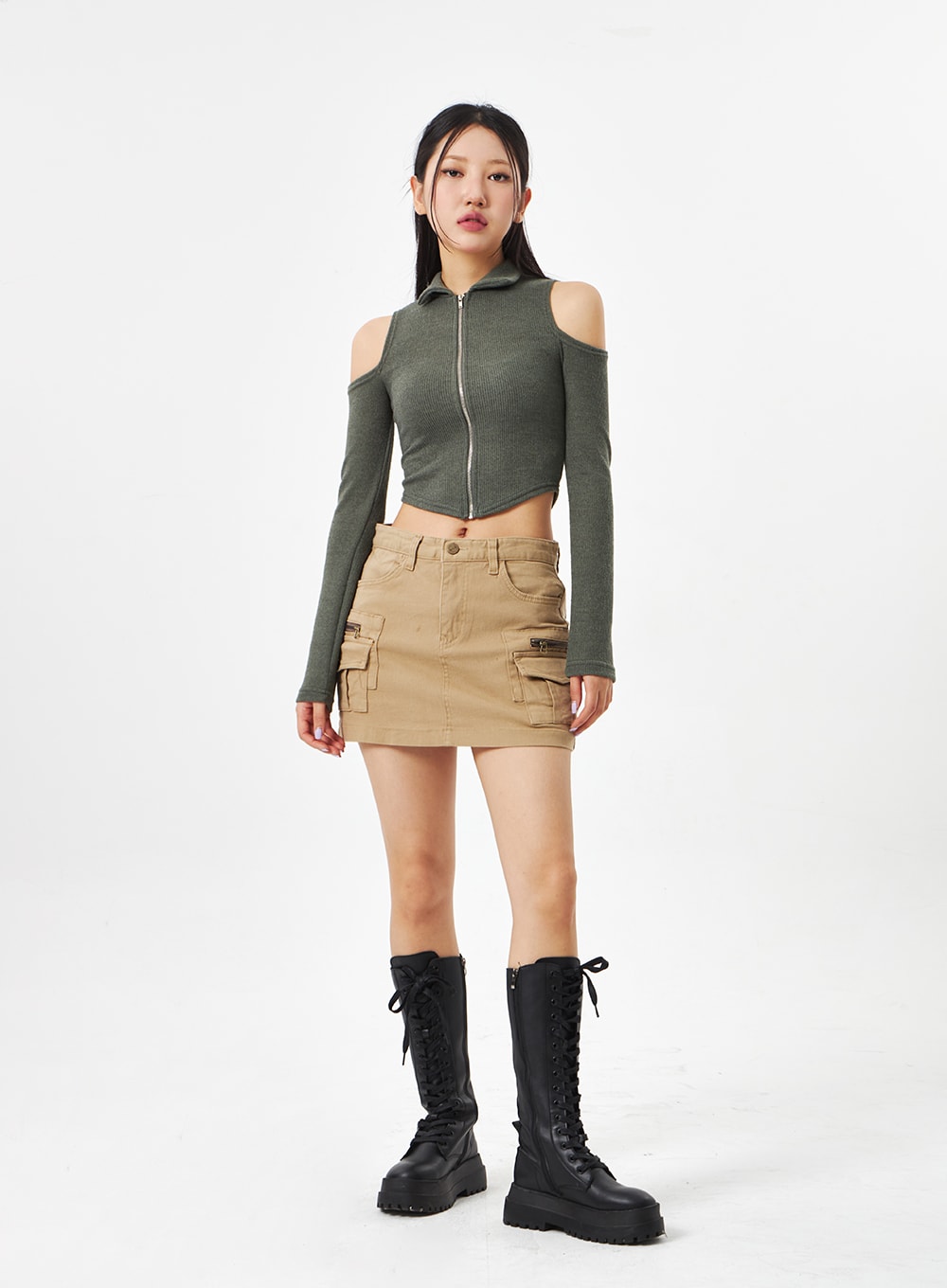 Mid-Rise Cargo Mini Skirt CA313