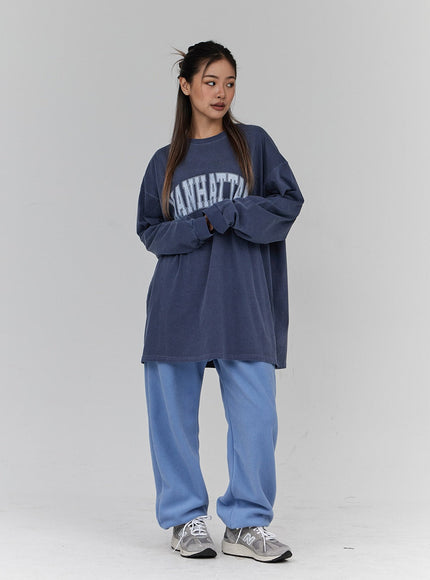 Lettering Print Oversize Long Sleeve T-Shirt Unisex CN21