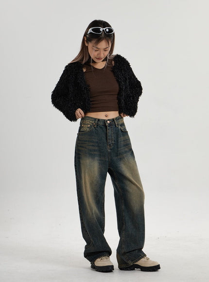 Vintage Washing Wide Leg Denim Pants CN14