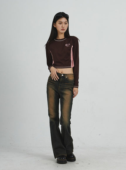 Vintage Washing Bootcut Jeans CD02