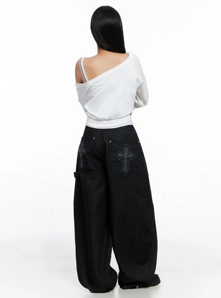 Lea Cross-Patch Baggy Jeans IS525