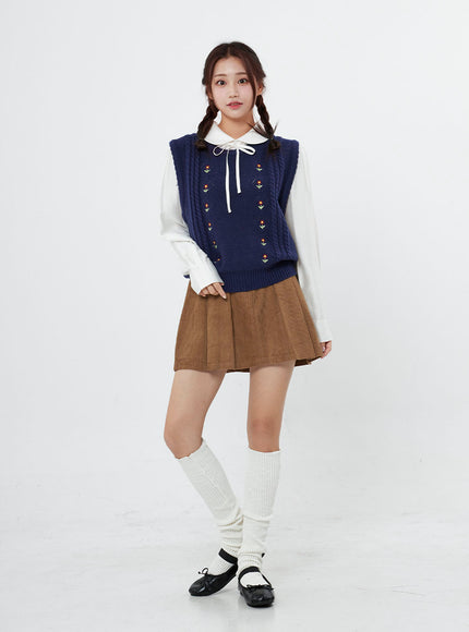 High Waist Pleated Mini Skirt BO12