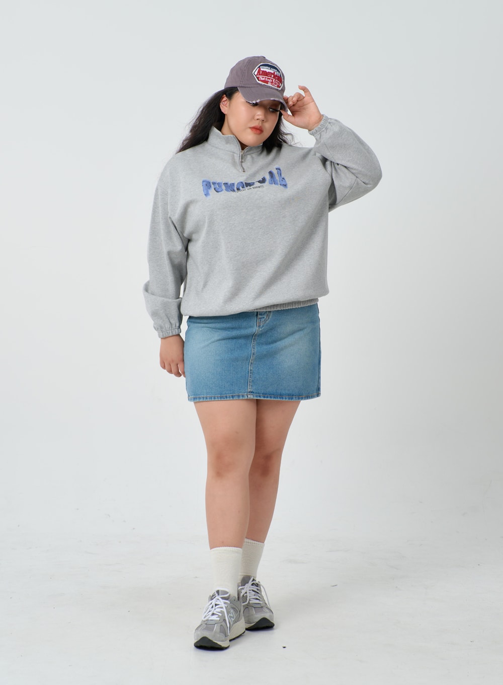 Plus Light Washed Mini Denim Skirt ID27