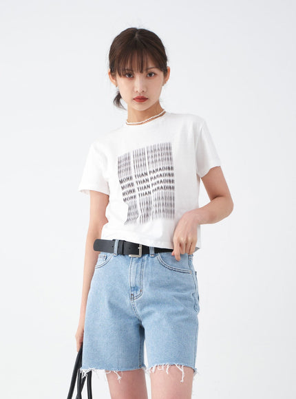 Raw Hem Long Denim Shorts CA29