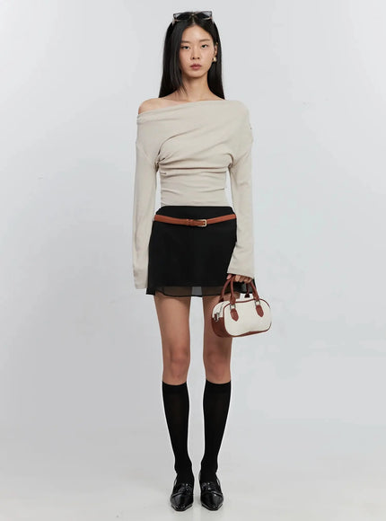 Sheer Chiffon Mini Skirt IS516