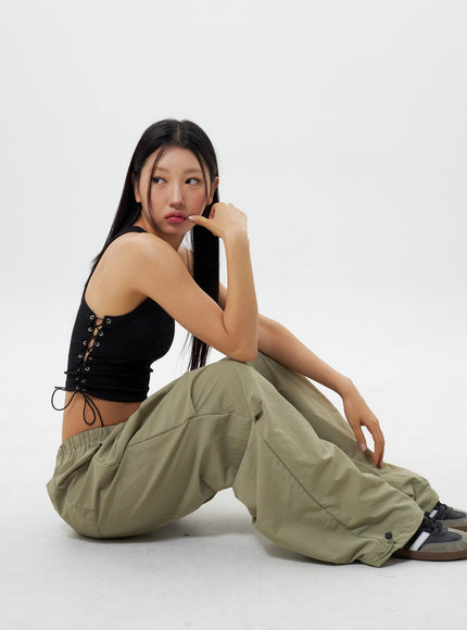 Nylon Wide Track Pants IY311