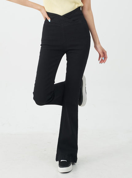 Banded Boot-Cut Highwaisted Pants IJ23