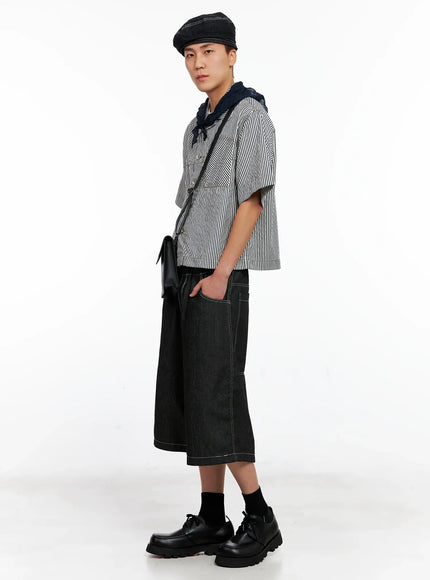 Men's Striped Cropped Jacket IG508