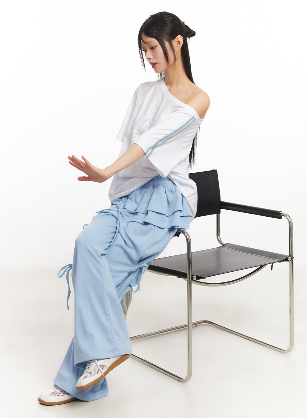 angel-stud-one-shoulder-stripe-t-shirt-iy502