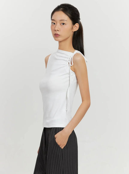 Asymmetric High Neck Tank Top IL528