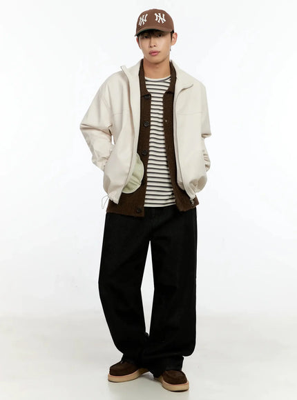 Men's Oversized Faux Leather Jacket IN506