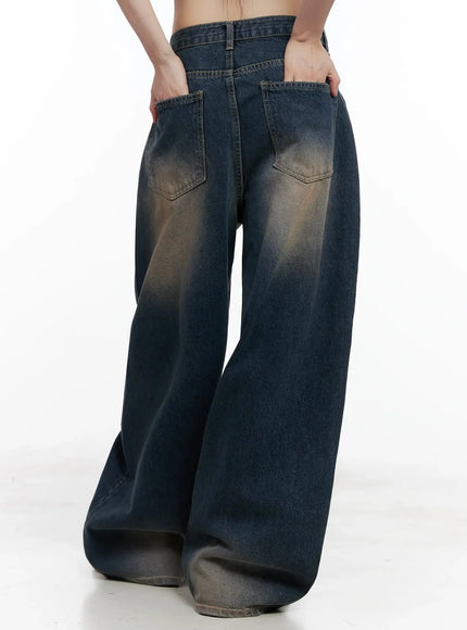 Solji Acid Washed Wide-Leg Jeans IL531