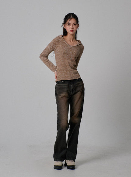 Vintage Wash Bootcut Jeans IJ310