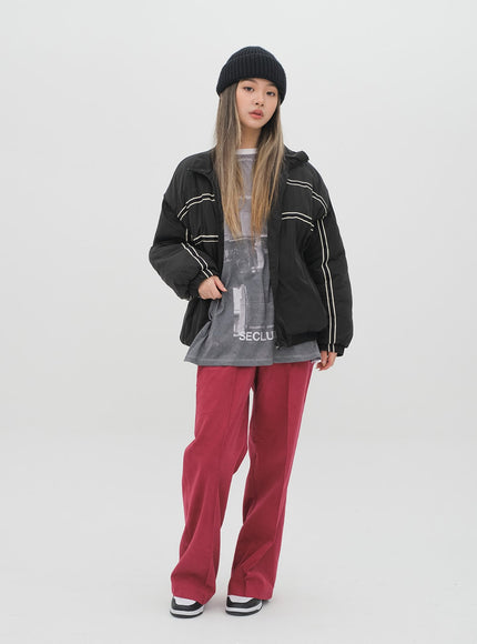 Puffer Jacket with Line Detail