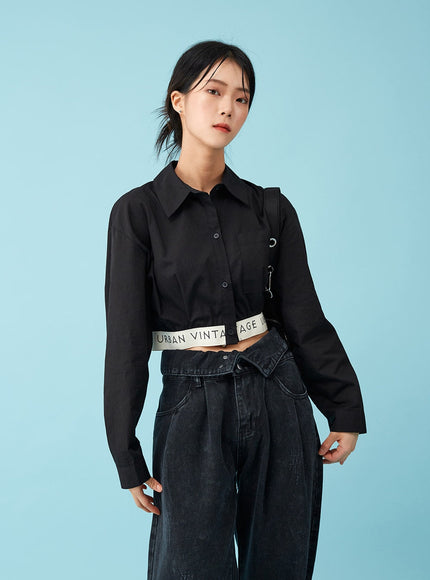 Four Buttoned Open Black Jeans CU8