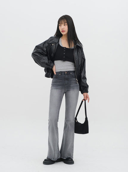 Faux Leather Crop Jacket J19